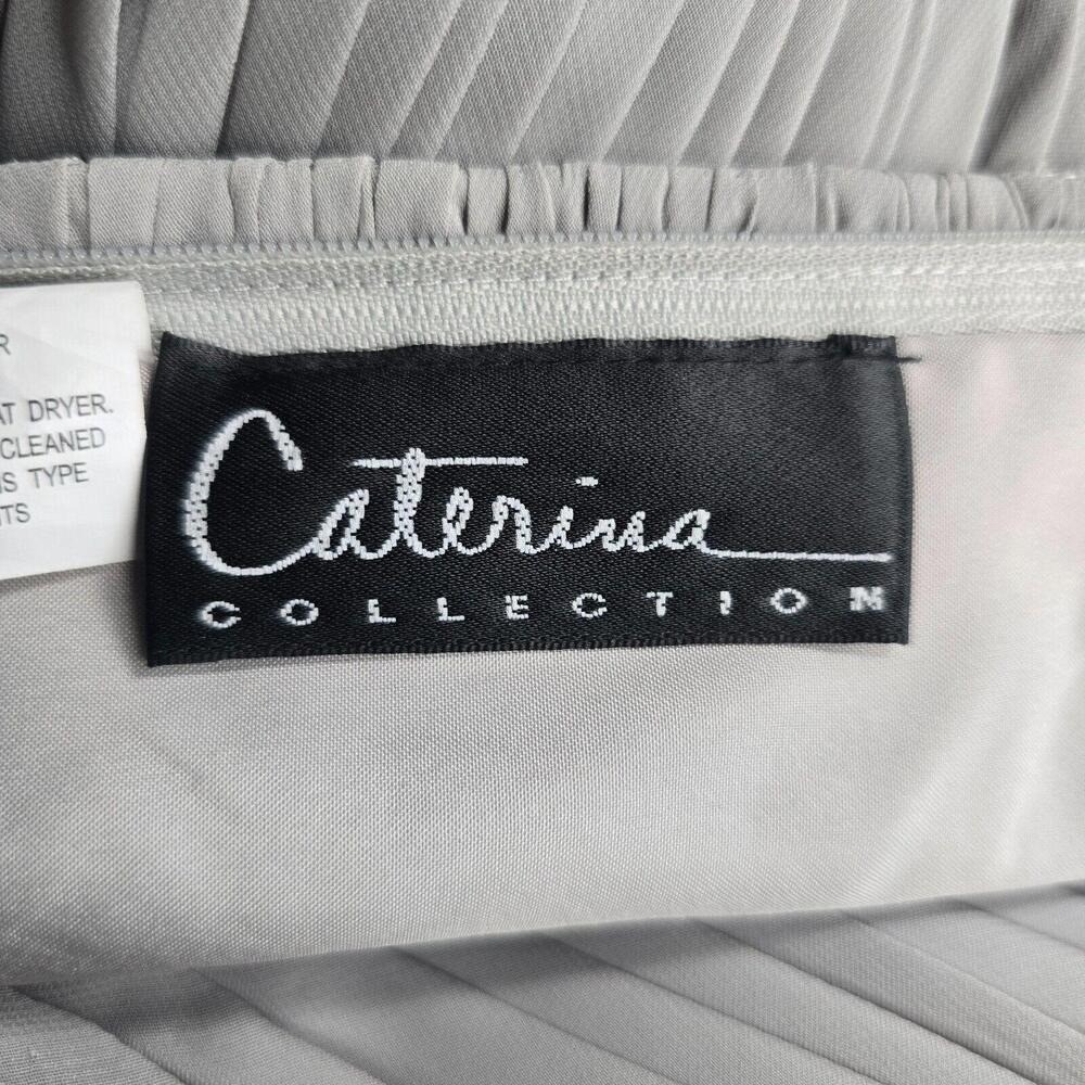 Caterina Collection Womens Grey Beaded Ruched Tiered Ruffle Formal Dress Size 12 - Picture 4 of 15